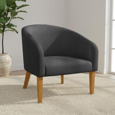 Imagem de Poltrona Sala Decorativa Stella Pé Madeira Trapézio Castanho Sintético