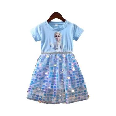 Imagem de Vestido Casual De Verão Da Menina Frozen Elsa Com Estampa De Princesa 