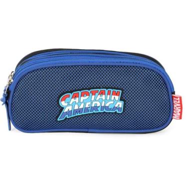 Imagem de Estojo Escolar Menino Triplo Tres Compartimentos Avengers - Luxcel, Az