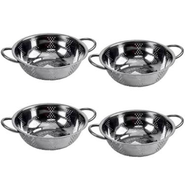 Imagem de Kit 4 Escorredor Inox Arroz Macarrão Peneira de Cozinha 25cm - Rio Tij