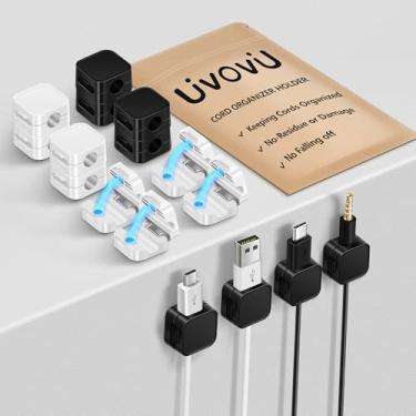 Imagem de UivoviU Pacote com 16 clipes magnéticos organizadores de cabos sob a mesa, suporte de fio adesivo forte para gerenciamento de cabos, materiais de escritório, organizadores de espaço de trabalho para