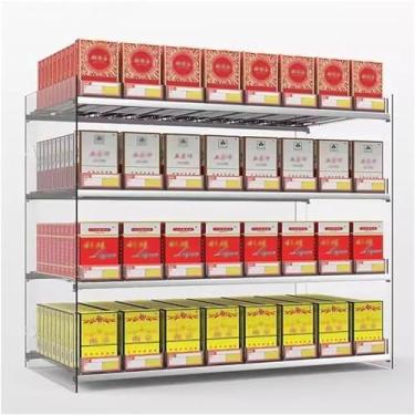 Imagem de Prateleira de exibição de cigarro de acrílico montada na parede, armário empurrador automático com design trapézio, suporte de exibição de loja 92 x 27 x 50 cm para fácil acesso, visibilidade e