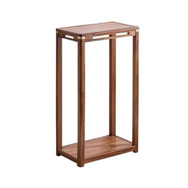 Imagem de suporte para bonsai Suporte para bonsai em nogueira com acabamento metal, prateleiras de madeira para plantas no chão da sala estar(Médio)