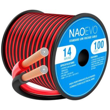 Imagem de Fio elétrico NAOEVO 14 Gauge 30m Cabo vermelho preto 12V/24V DC