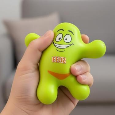 Imagem de Squishy Fofutcho Antiestresse Verde Neon com Rosto Feliz, Silicone Macio, Brinquedo Sensorial para Crianças 3 Anos e Acima