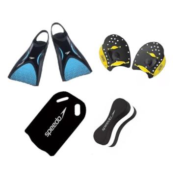 Imagem de Kit Natação Speedo Nadadeira Power Fin + Palmar Power Paddles + Prancha e Flutuador Swim Pé de Pato (Nadadeira P 34/36 BR- Palmar M)