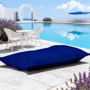 Imagem de Saco de feijão flutuante para piscina sem enchimento - saco de feijão reutilizável para natação - saco de feijão com listras ao ar livre capa de pufe - cadeira de sala de jogos de água (cor: azul