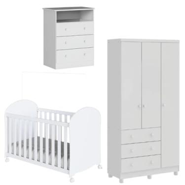 Imagem de Kit Berço, Cômoda e Guarda Roupa Peroba Smim Quarto Infantil