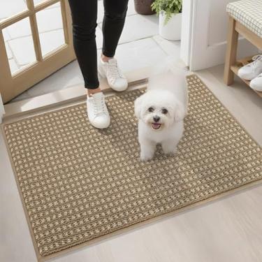 Imagem de hicorfe Tapete de porta interior Dirt Trapper, tapete de porta de boas-vindas de 51 x 80 cm, tapete de porta lavável, tapete de entrada de baixo perfil absorvente e resistente para porta traseira da