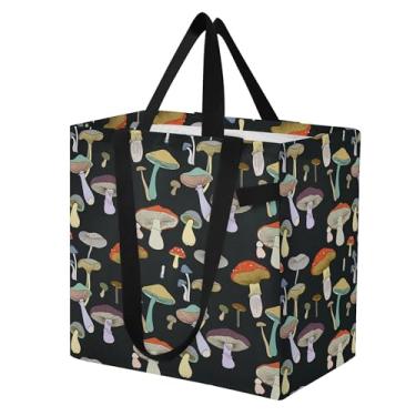 Imagem de SEHANY Sacola de compras reutilizável de cogumelo herb com alças reforçadas, bolsa de compras de lona dobrável à prova d'água de grande capacidade para viagem, cozinha, praia