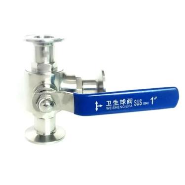 Imagem de Serve para tubo de 76 mm OD x válvula de esfera de porta L de 3 polegadas com três braçadeiras SUS 304 inoxidável para fabricação de cerveja em casa DWBPGVUN