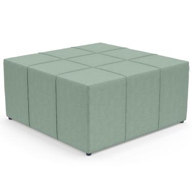 Imagem de Puff Decorativo Para Sala de Estar Quadrado Milano 90x90cm W01 Linho Verde Menta - Lyam Decor