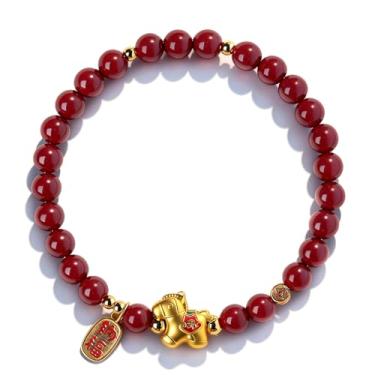 Imagem de Embtrem Pulseira de Ano Novo do Cavalo 2026 Pulseiras com Contas de Cristal Vermelho Pingente de Cavalo Zodíaco Chinês Proteção Feng Shui Joias da Sorte para Mulheres Unissex Presentes de Ano Novo