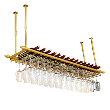Imagem de Moldura de vidro para copo de vinho rack de vinho de teto, rack de vinho suspenso, altura e espaçamento ajustáveis, bar restaurante rack de vinho rack de vinho (tamanho: 100 cm)