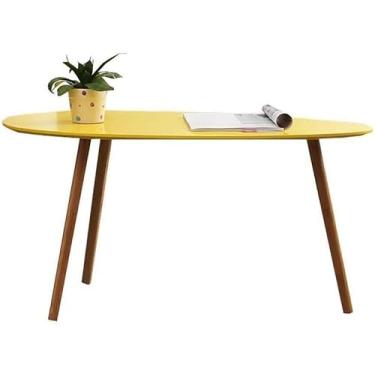 Imagem de Mesa de computador amarela simples de madeira maciça, mesa dobrável para laptop, mesa pequena com mesa de estudo de armazenamento