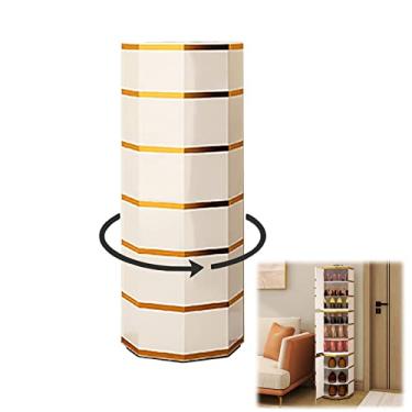 Imagem de Sapateira giratória para sapatos, armário organizador de sapato, suporte de sapatos com porta, armário moderno de armazenamento de sapatos de 3/6/9/12/15 níveis com prateleiras, suporte de botas para