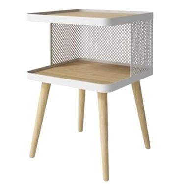 Imagem de Mesa de cabeceira grande estilo nórdico com estrutura metálica pequena em formato de espaço criativo, com pernas removíveis de aço alto, móveis de cabeceira
