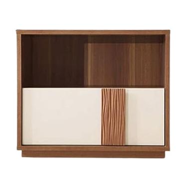 Imagem de Mesa de cabeceira minimalista de madeira grande para quarto, espaços pequenos, mesa de armazenamento de 2 camadas, prateleira de cabeceira