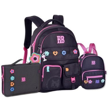 Imagem de Kit Mochila com Lancheira Térmica e Estojo Fichário Grande RB-Feminino