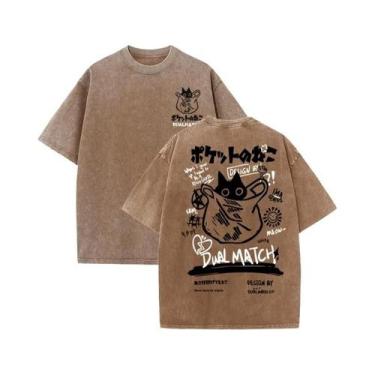 Imagem de Camisetas Femininas Vintage De Verão Com Estampa De Gato Kawaii Haraju