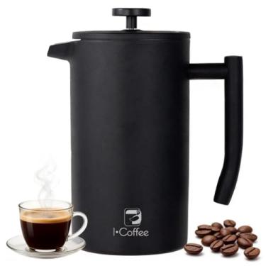 Imagem de iCoffee Prensa Francesa de Aço Inoxidável 700ml, Design Antiescaldadura, Filtro Ajustável, Amantes de Café e Chá(Preto)