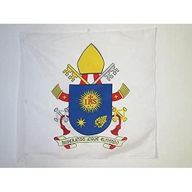 Imagem de Bandeira do Brasão de Armas do Papa Francisco 3' x 3' para um mastro - bandeiras do Vaticano 90 x 90 cm - Banner 3x3 pés com furo - Drapeau Blason du Pape François AZ FLAG