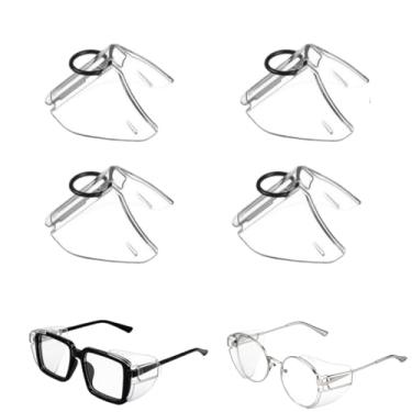 Imagem de VitalDefend 2/4 pares de protetores laterais para óculos e óculos de segurança: proteção flexível contra respingos, encaixe deslizante para óculos de grau pequeno a grande, construção e trabalho de