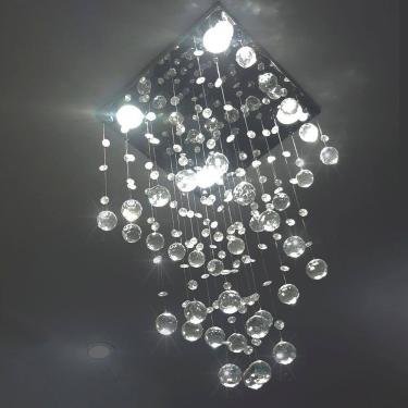 Imagem de Lustre Para Sala De Cristal Legítimo K9 Base Inox 50 Cm Alt