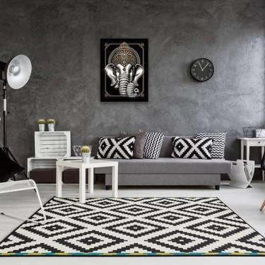 Imagem de Quadro Decorativo Elefante Ganesha 33X24 Com Vidro - Preta