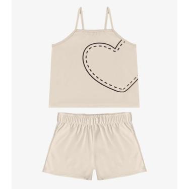 Imagem de Conjunto Infantil Blusa e Shorts Menina Select Bege, 6, Bege