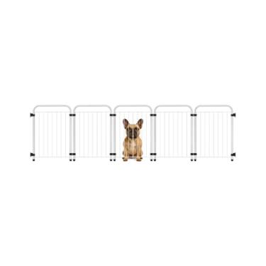 Imagem de Cercadinho Pet Dobrável Portátil Grade de para Cachorro(Branco,5 Módulos (L 163cm x A 51cm))