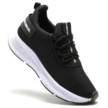 Imagem de Tênis Feminino Treino Caminhada Ultraleve (Preto com Branco, BR, Adulto, Numérico, 36)
