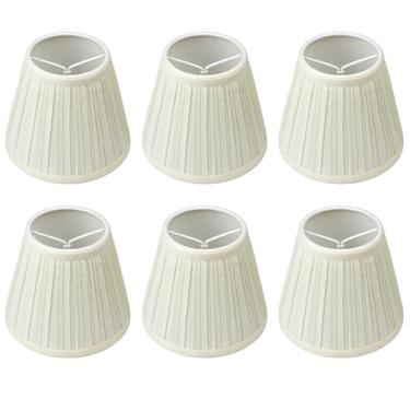 Imagem de Ruiever Pacote com 6 pequenos abajures de tecido com clipe na parte inferior 14 cm x parte superior 9 cm x A 14 cm para lustres de parede de teto e luminárias de chão abajures protegidos para os olhos