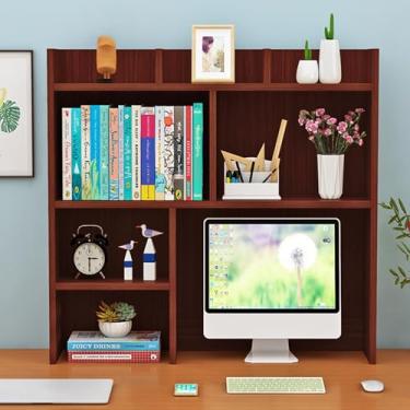 Imagem de Estante de mesa, dormitório de mesa, prateleira de armazenamento de madeira para mesa, organizador de estante de madeira, estante de estudantes, estante skinny, estante de madeira em miniatura