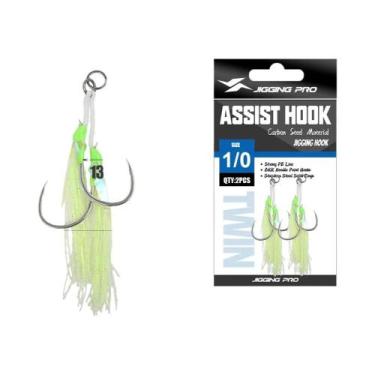 Imagem de Anzóis De Pesca Jigging Glow Feather Twin Assist 1/0 2/0 3/0 4/0 Com B