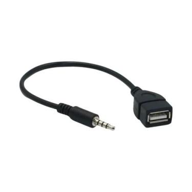 Imagem de Cabo De Áudio AUX Para USB De 3,5mm Preto Para Reprodução De Música Em