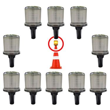 Imagem de Sinalizador Solar Viario Kit 10 Uni Rodovia Estrada Rua Alerta Cone Emergencia Aviso Obra