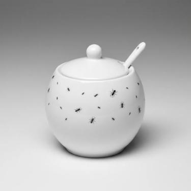 Imagem de Açucareiro com Colher em Porcelana Formiguinha Branco 350ml