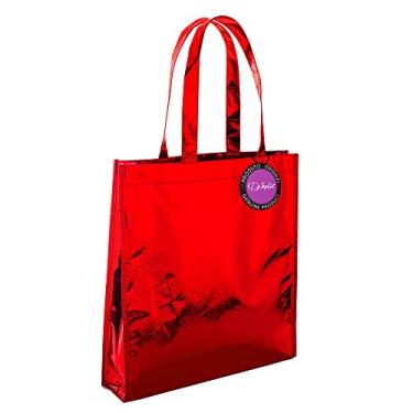 Imagem de Sacola Ecobag 34x35cm em TNT Premium Metalizado Laminado Brilhante Sheen TopGet (Vermelho)