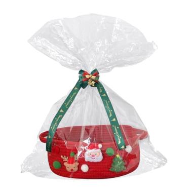 Imagem de Cesta de presente de Natal – Cestas festivas de festa de Natal | Caixa de cesto decoração para festa de celebração, aniversário, inauguração de casa, reunião de férias