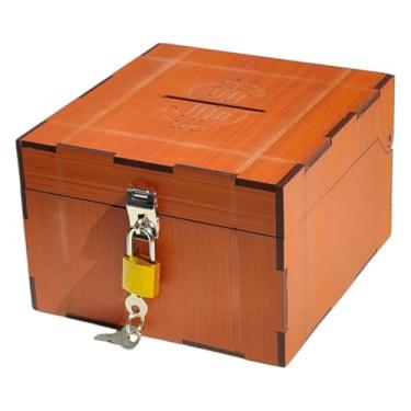 Imagem de Cofrinho Porta Dinheiro Bau Cofre Caixinha Caixa C/Cadeado(Mogno)