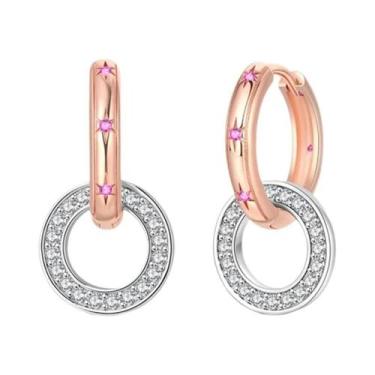 Imagem de Brincos De Argola Em Prata Esterlina 925 Com Zircônias Em Ouro Rosé Pa