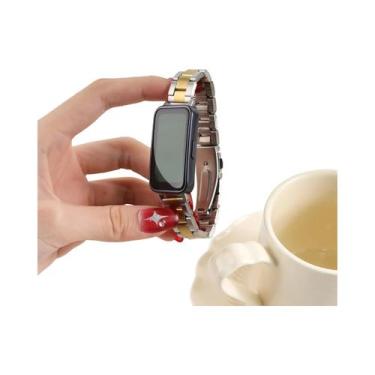 Imagem de Pulseira De Aço Inoxidável Para Huawei Band 10 9 8 NFC, Bracelete De S