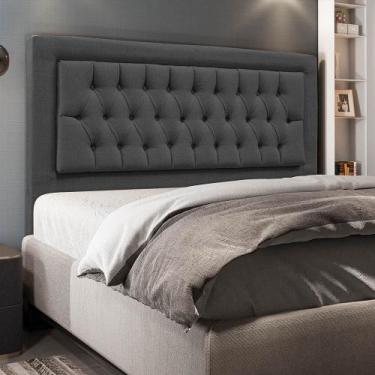 Imagem de Cabeceira Turquesa Para Cama Box Casal 140 cm Linho Grafite - D'Rossi 