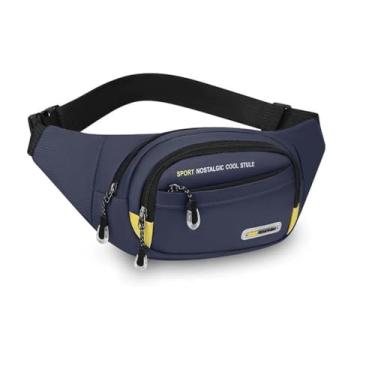 Imagem de Pochete moderna para homens e mulheres, pochete masculina, bolsa transversal com alça ajustável, nylon resistente à água com vários bolsos (azul escuro)