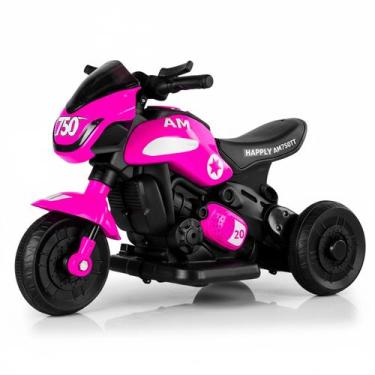 Imagem de Moto Race Rosa Triciclo Elétrico Infantil 6v Com Som Recarregável Bivo