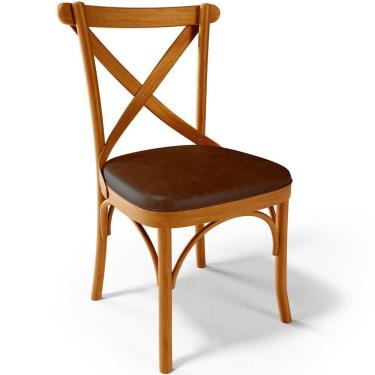 Imagem de Cadeira Para Sala De Jantar E Estar Living Estofada ávila L02 Couríssimo Marrom - Lyam