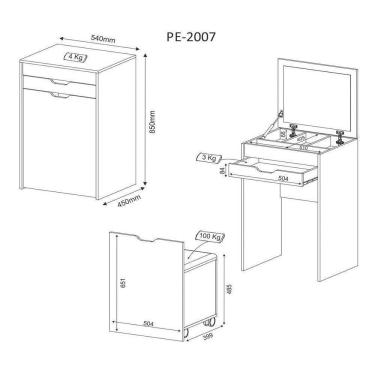 Imagem de Penteadeira Compacta com Espelho Branco/rosa Tecno Mobili
