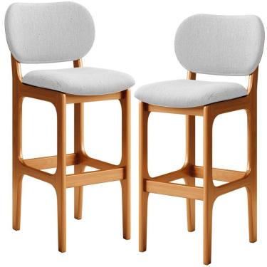 Imagem de Kit 2 Banquetas Alta Betta Imbuia Linho Cinza