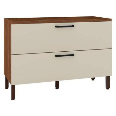 Imagem de Balcão de Pia Ametista 1 Porta Basculante 1 Gaveta 120 cm Nogueira Off